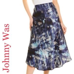 NWT Johnny Was Tie-Dye Moonlight Asymmetric Skirt Silk Size L